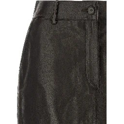 Brown Lamb Leather Long Skirt