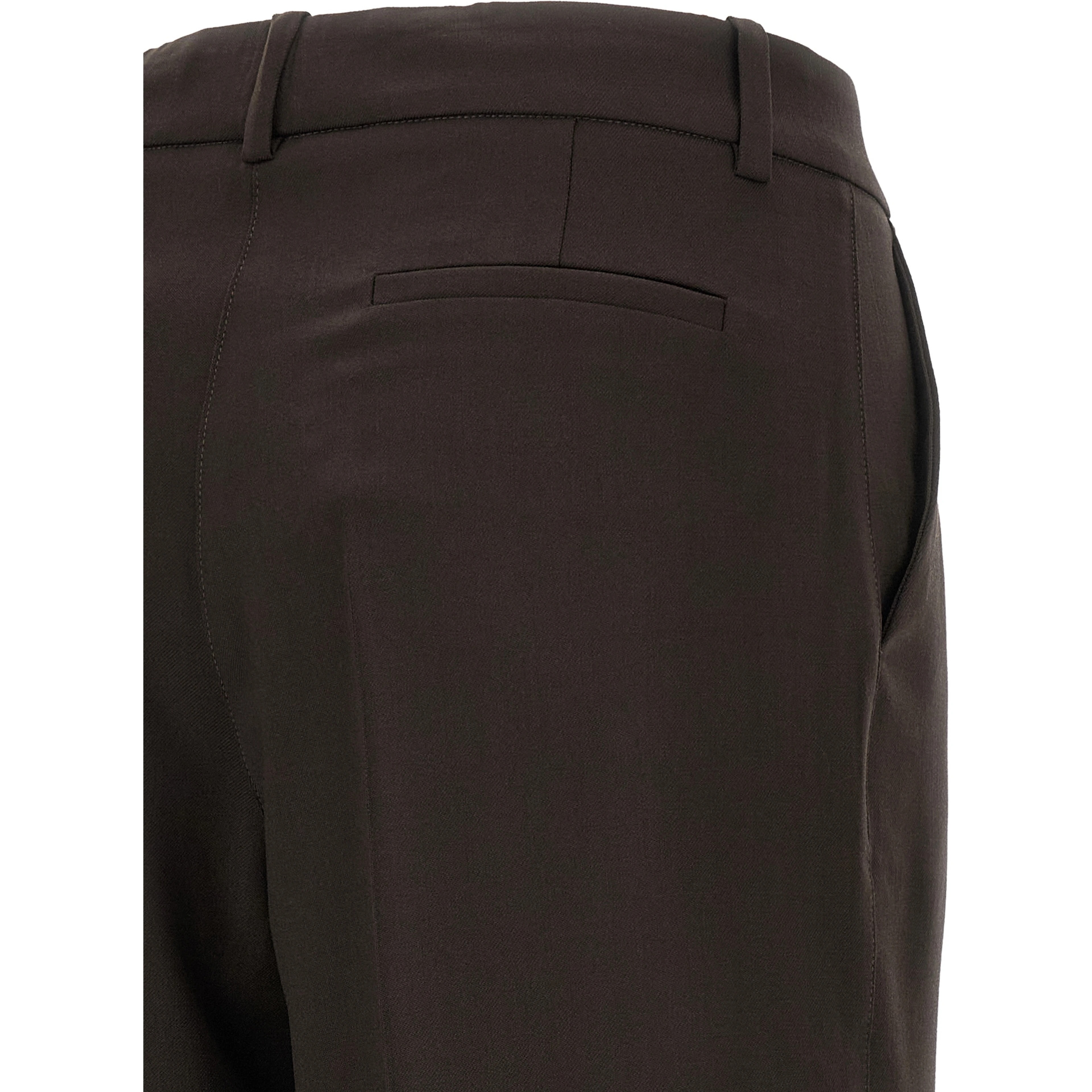 Brown Virgin Wool Flared Pants