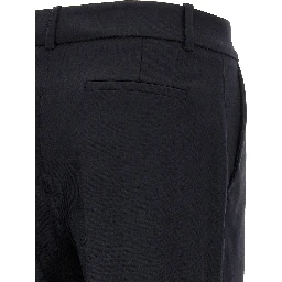 Black Virgin Wool Flared Pants