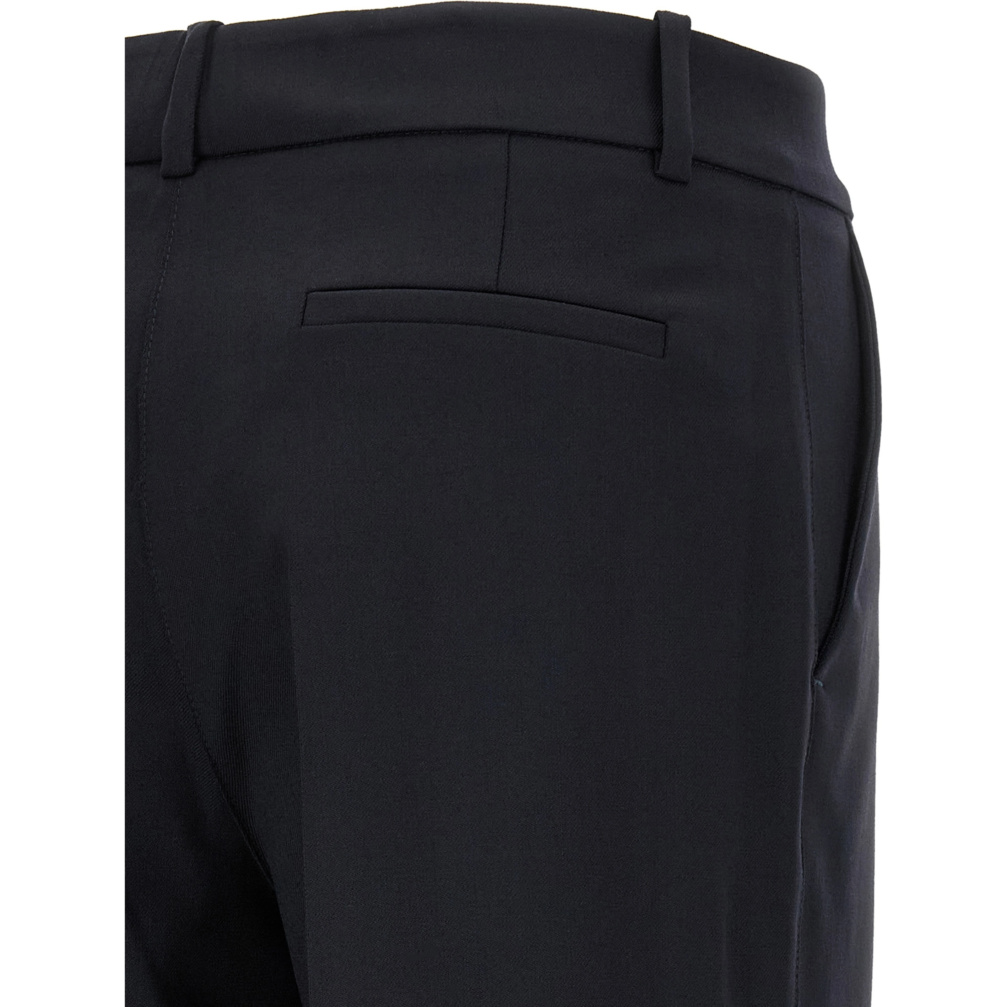 Black Virgin Wool Flared Pants