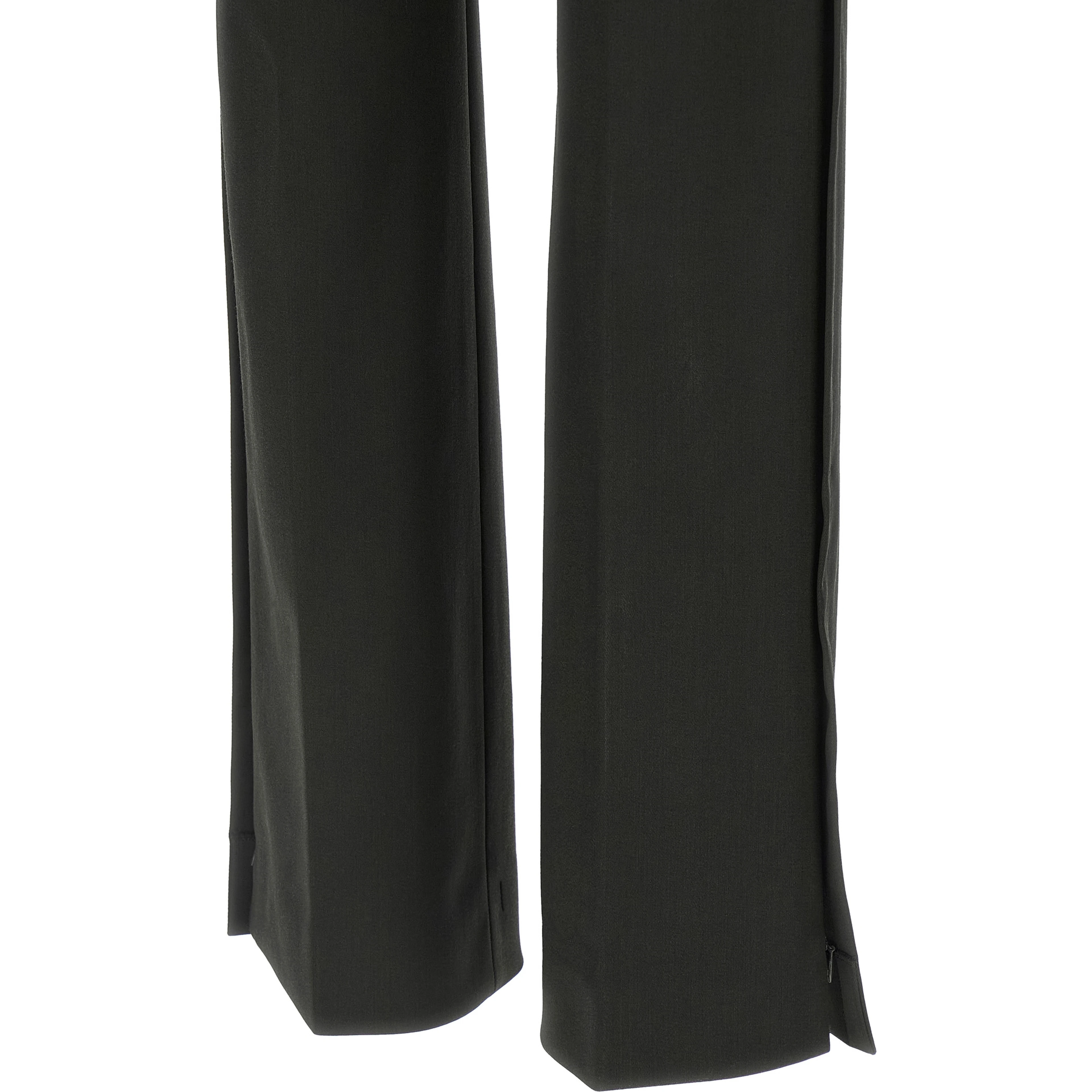 Black Virgin Wool Flared Pants