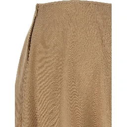 Beige Virgin Wool Midi Skirt