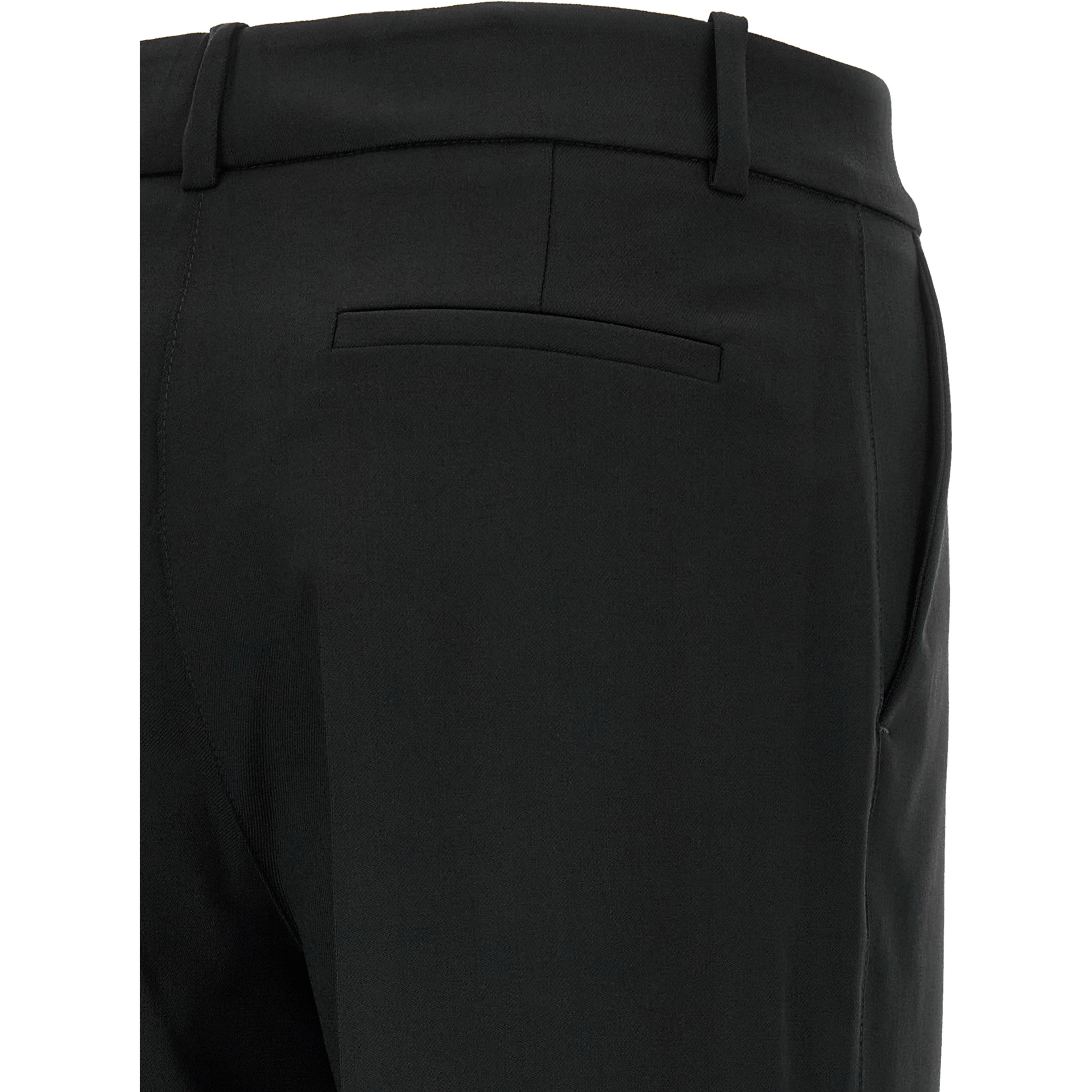 Black Virgin Wool Flared Pants