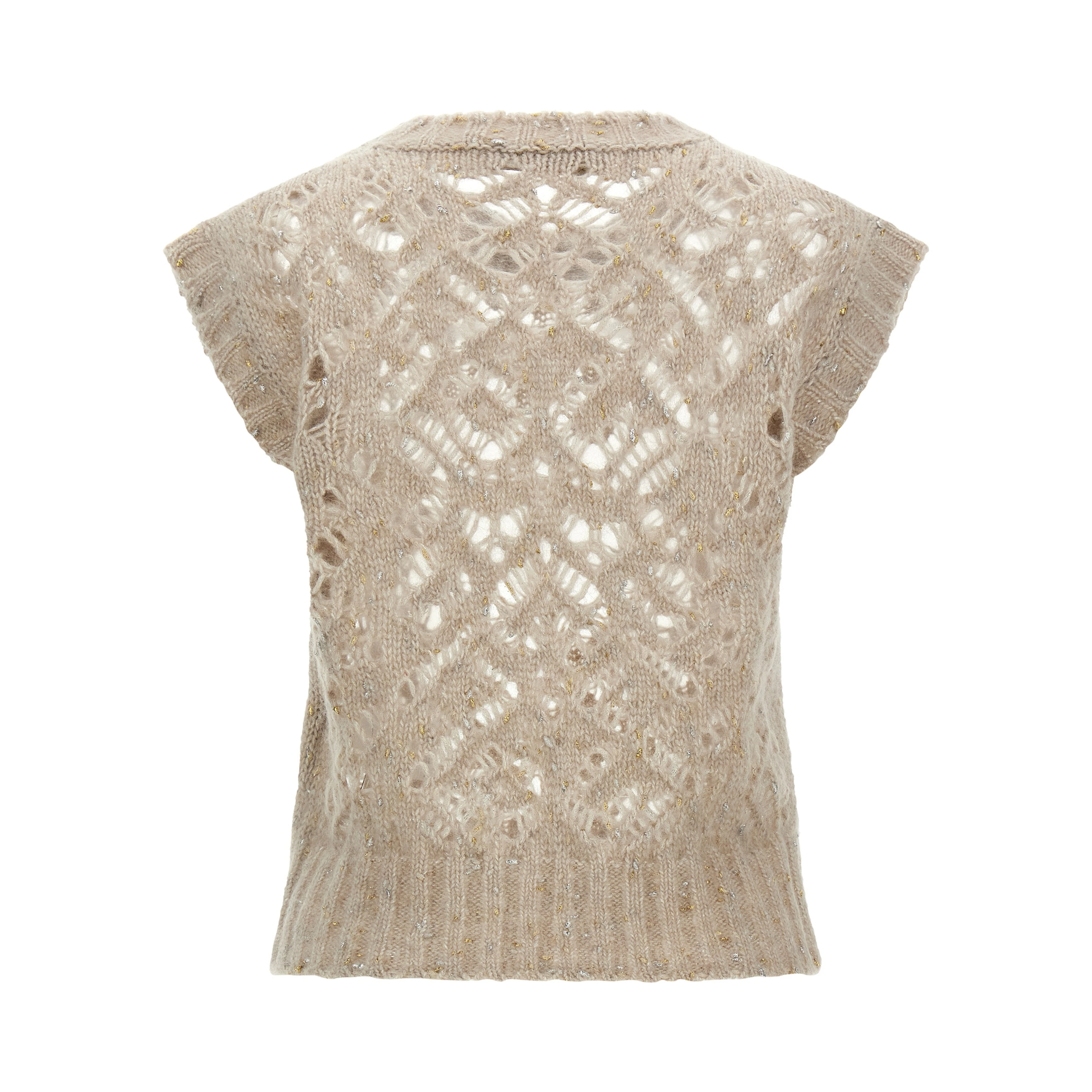Beige Alpaca Leather Sleeveless Jacket