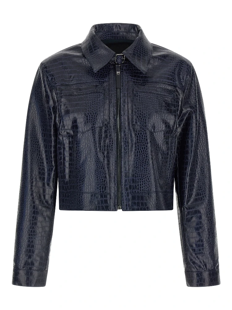 Blue Viscose Leather Jacket