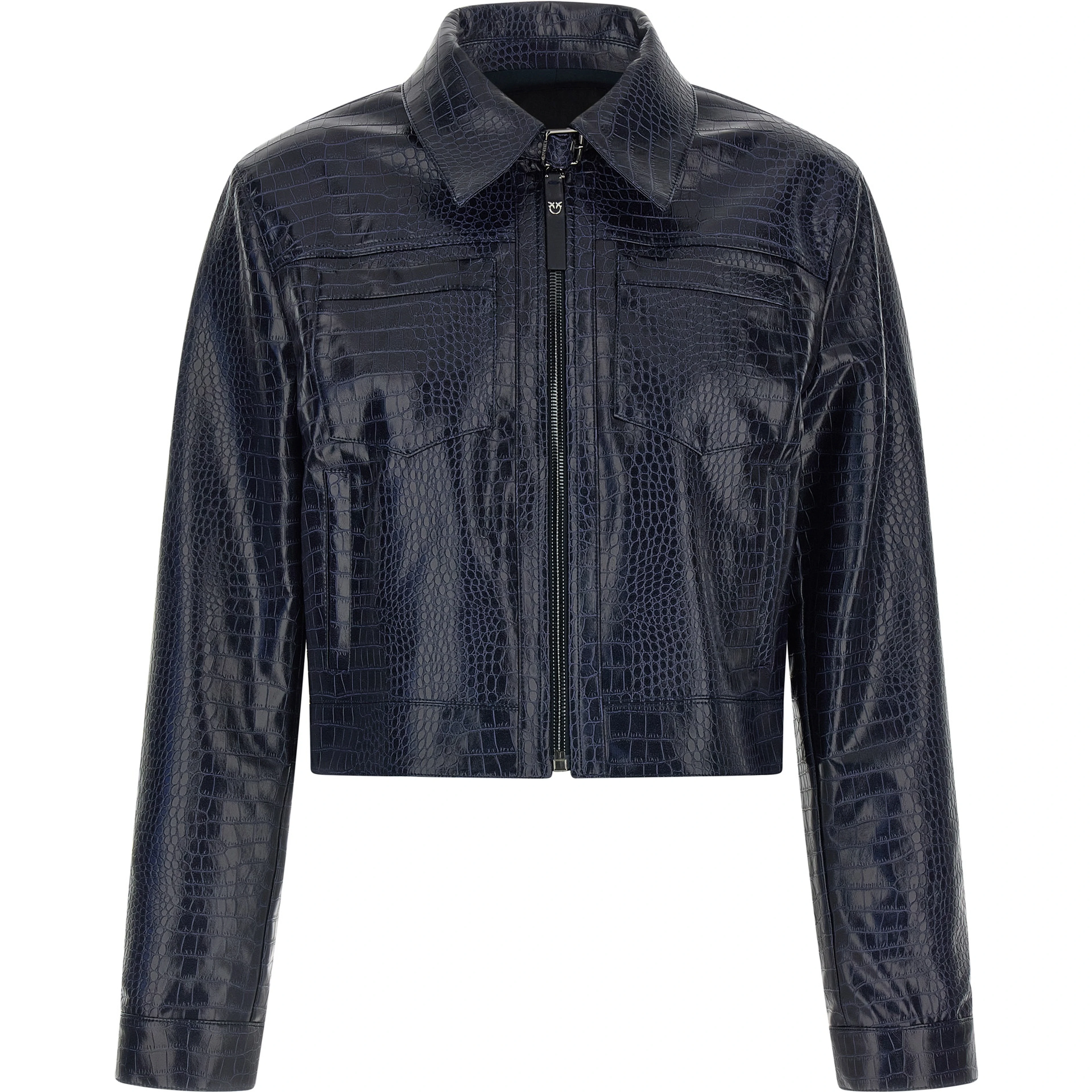 Blue Viscose Leather Jacket