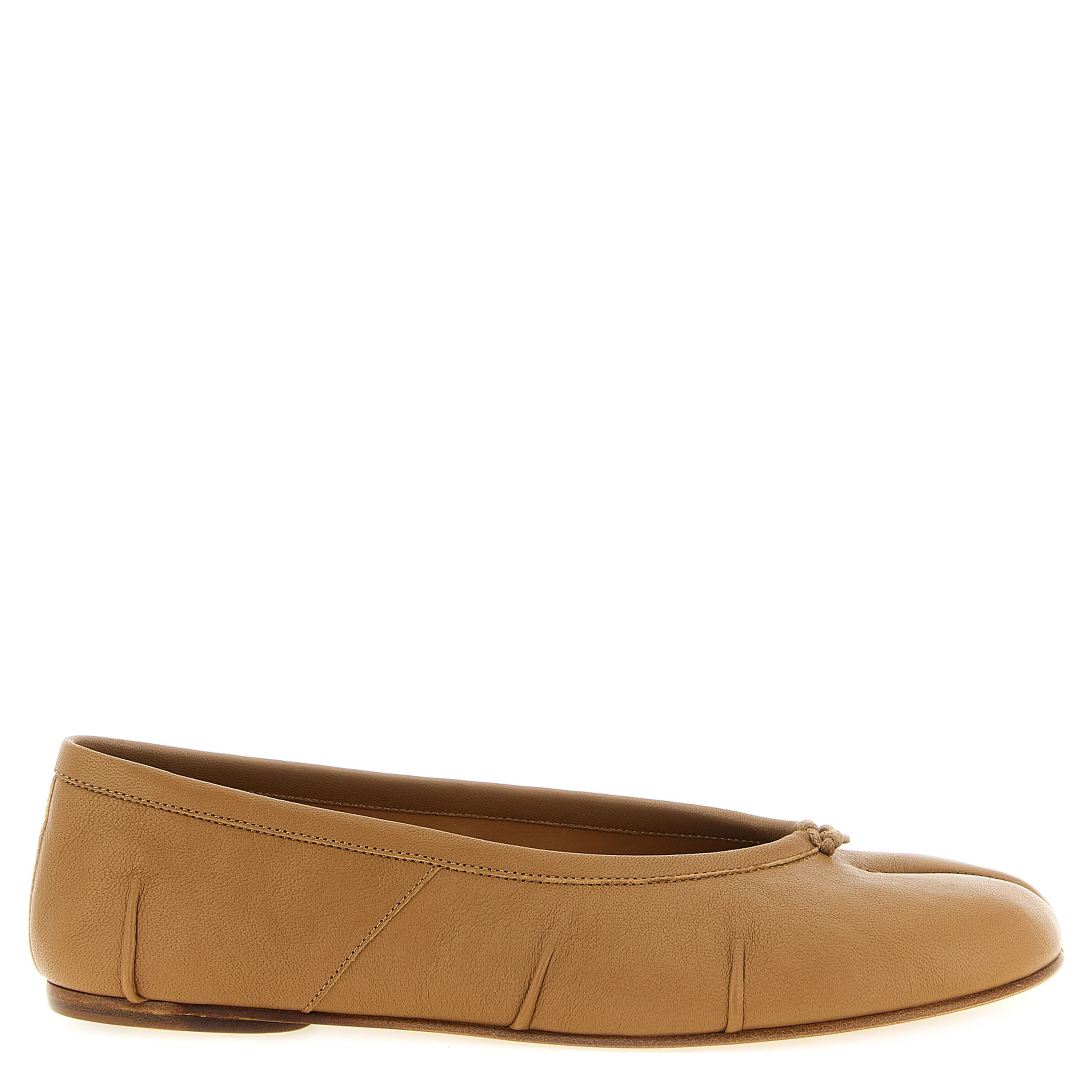 Beige Lamb Leather Ballet Flats