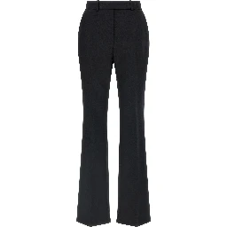 Black Virgin Wool Flared Pants