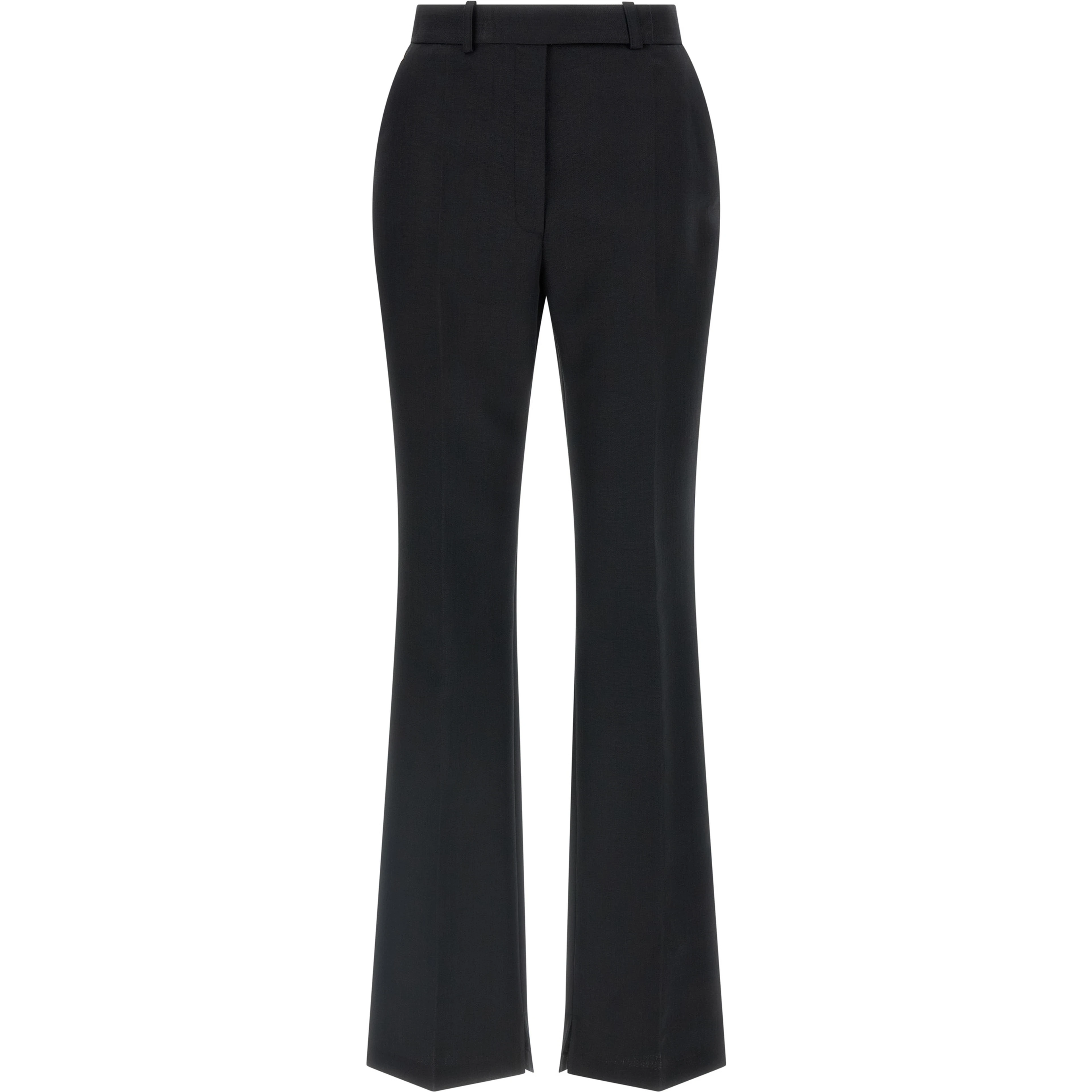 Black Virgin Wool Flared Pants