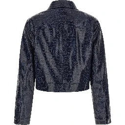 Blue Viscose Leather Jacket