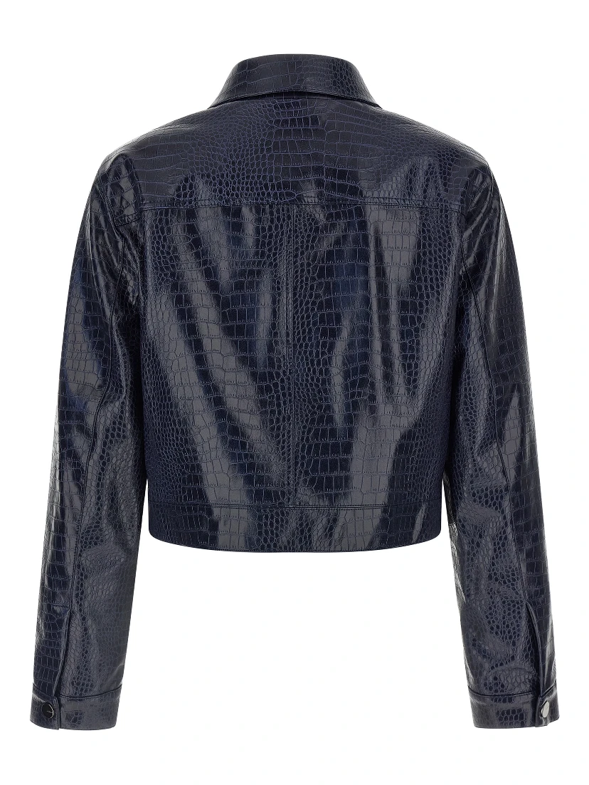 Blue Viscose Leather Jacket