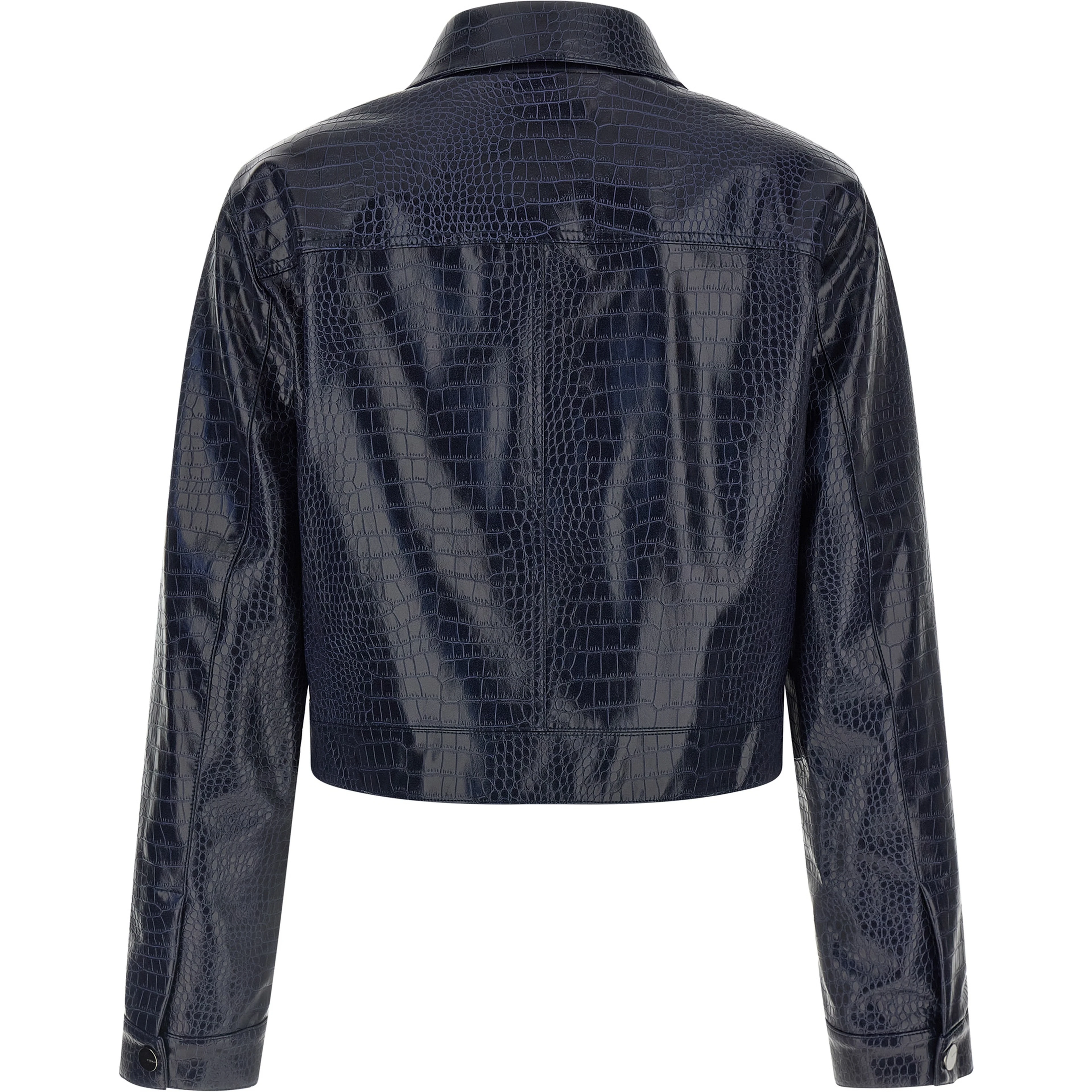 Blue Viscose Leather Jacket