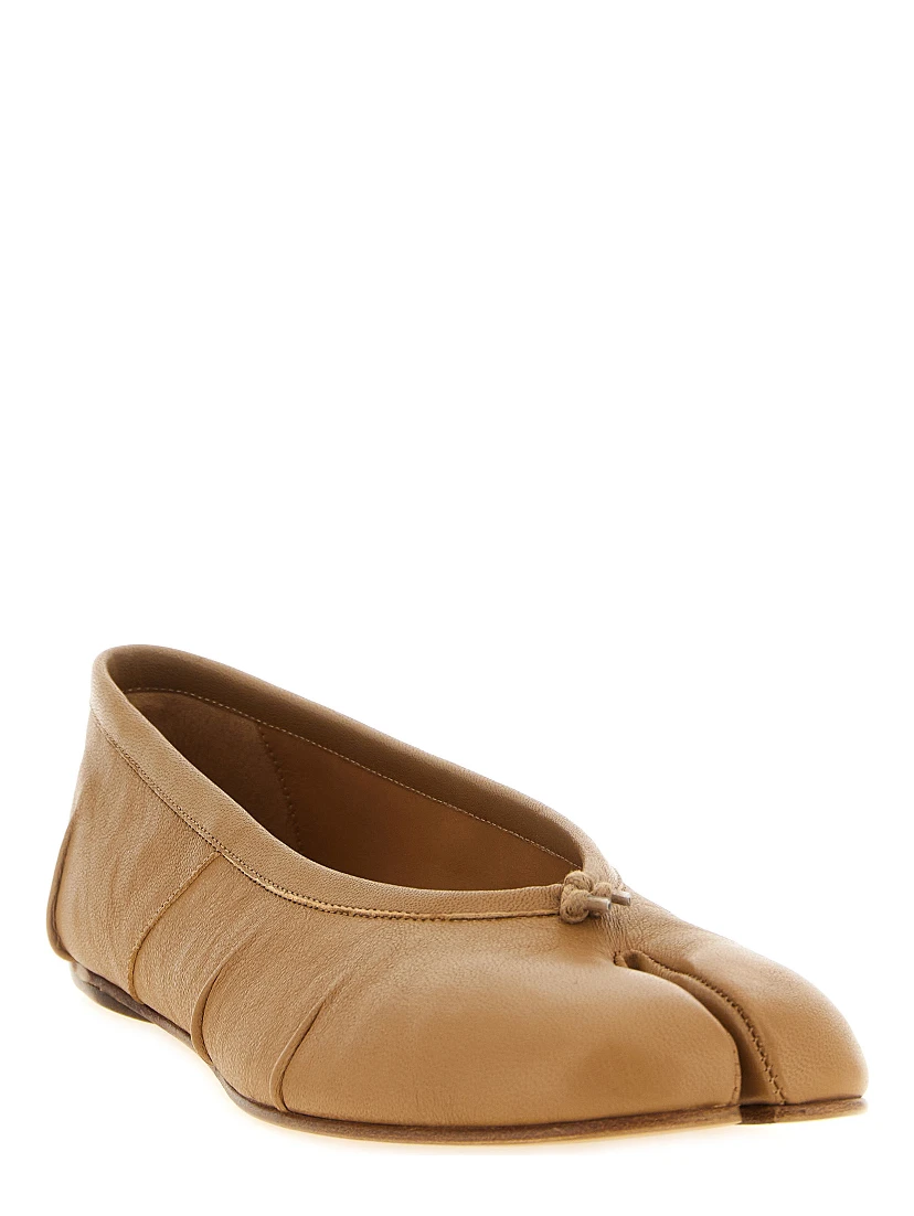 Beige Lamb Leather Ballet Flats