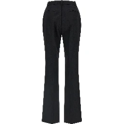 Black Virgin Wool Flared Pants