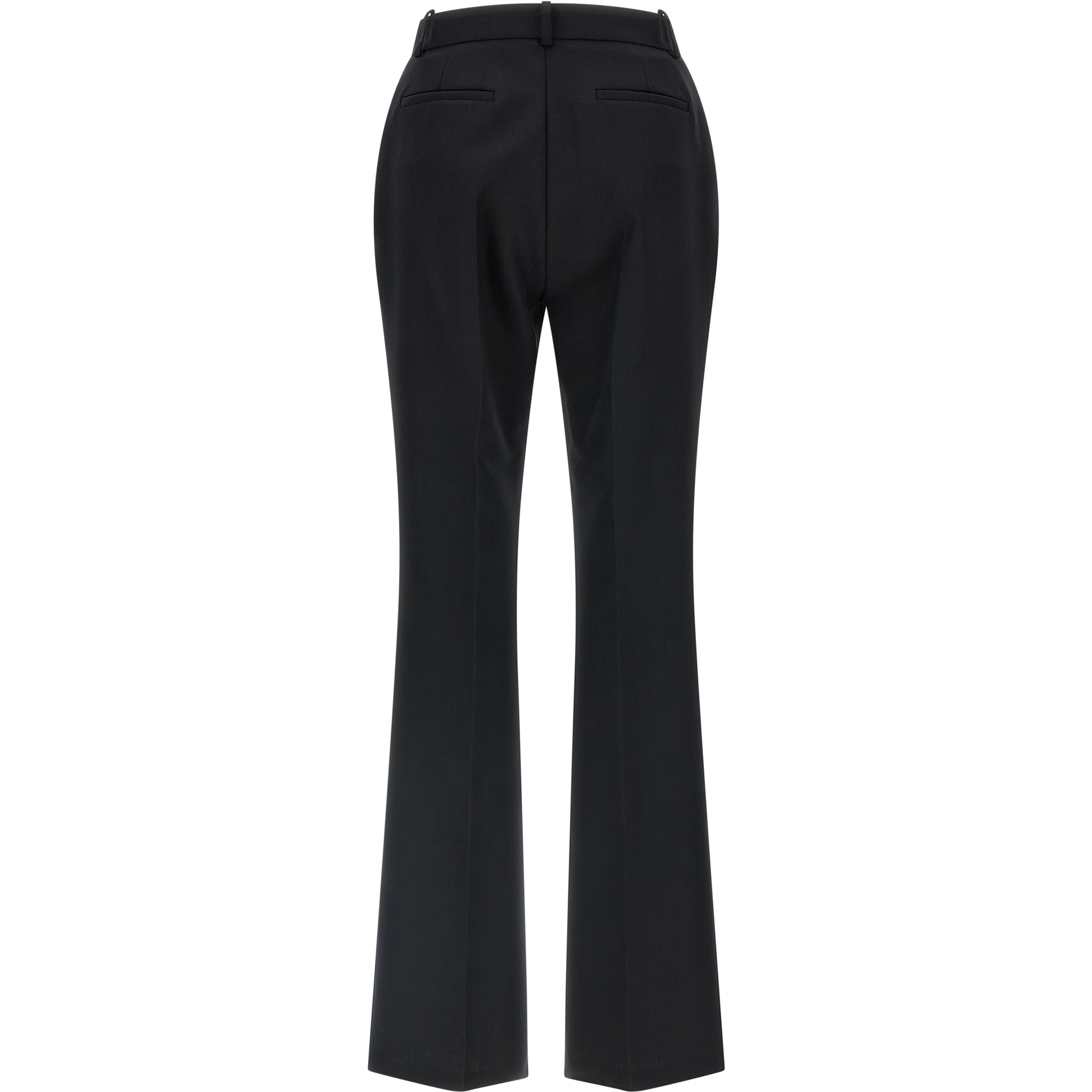 Black Virgin Wool Flared Pants