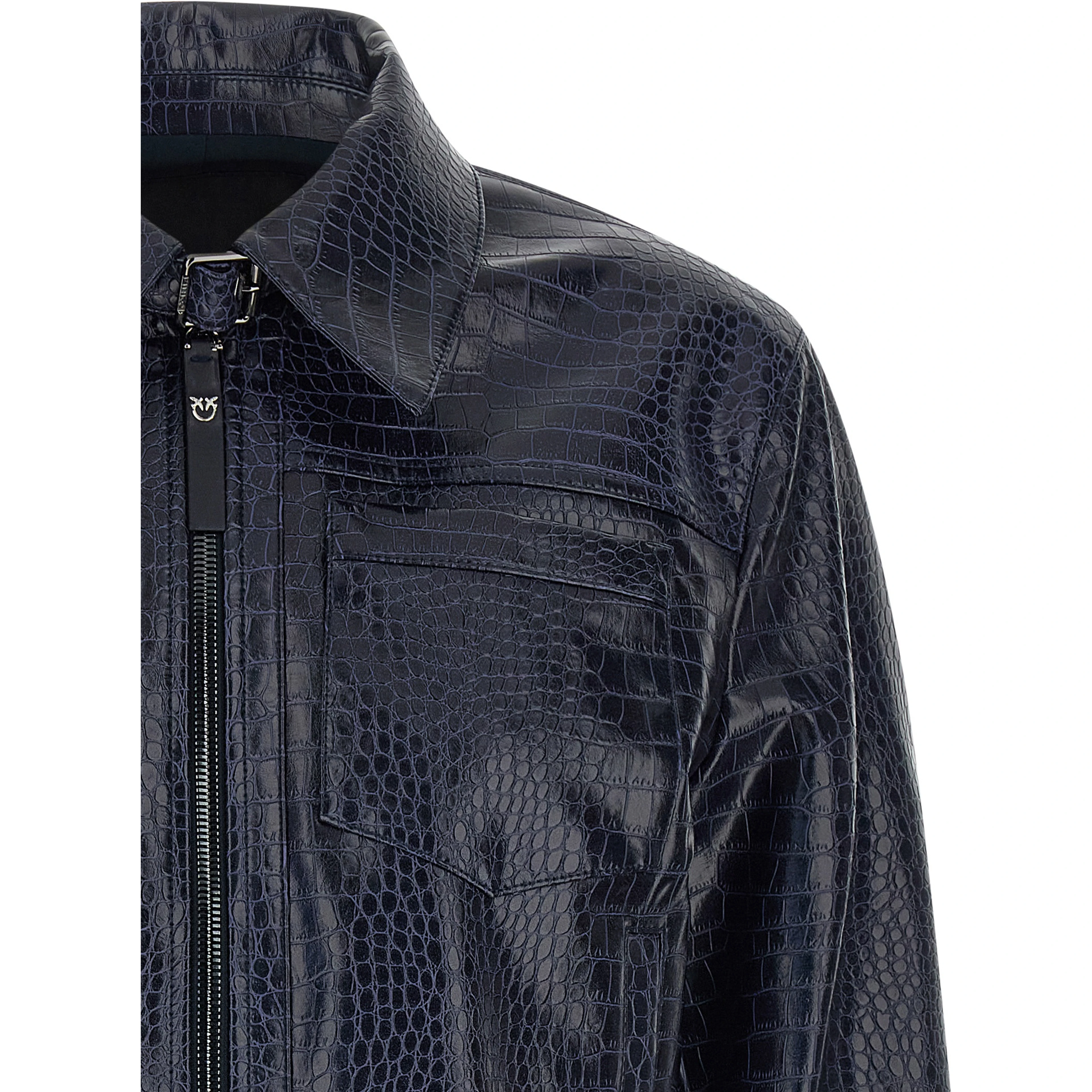Blue Viscose Leather Jacket