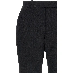 Black Virgin Wool Flared Pants