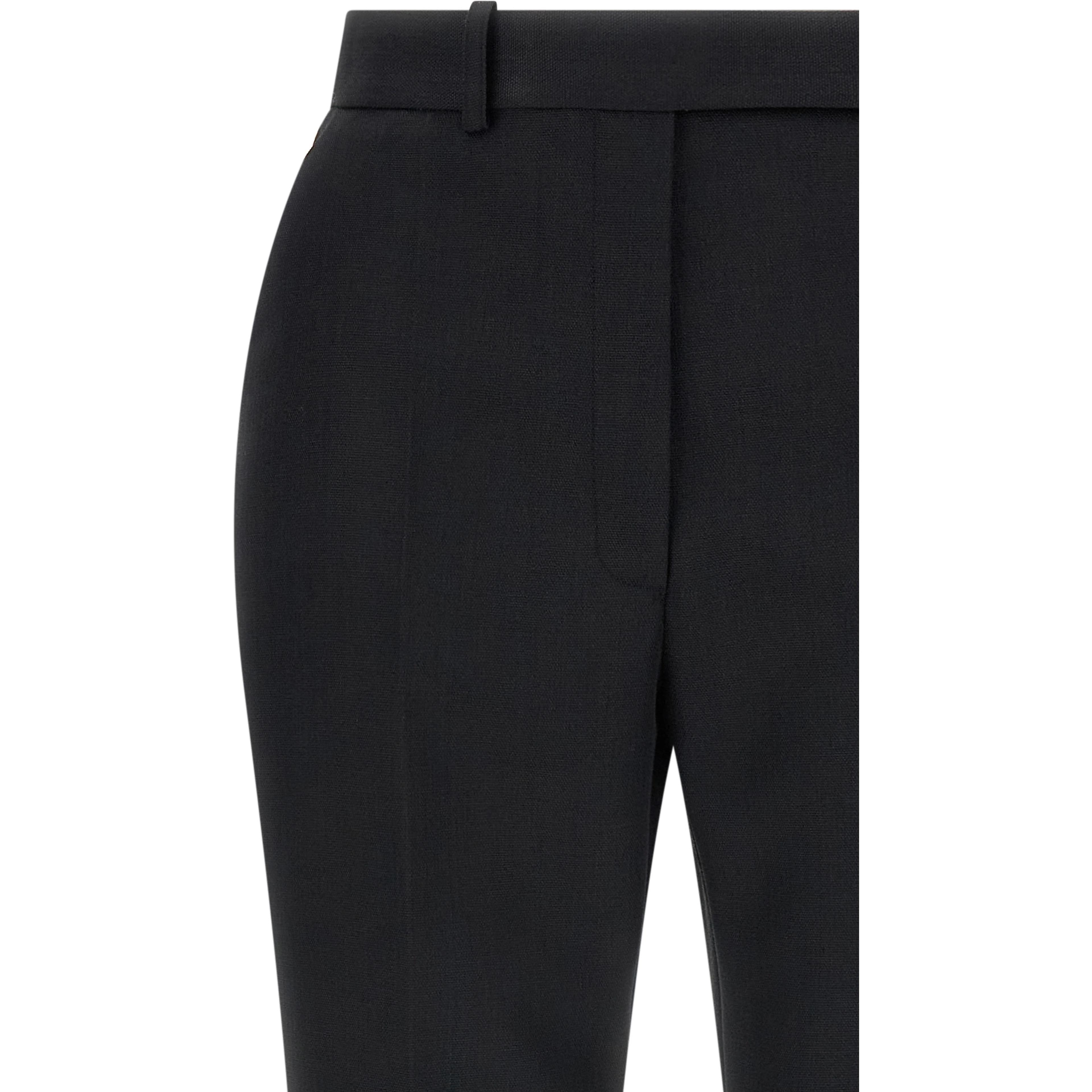 Black Virgin Wool Flared Pants