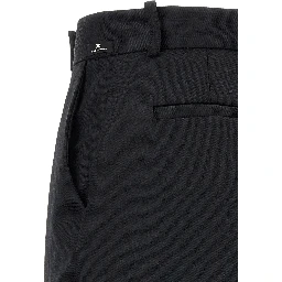 Black Virgin Wool Flared Pants