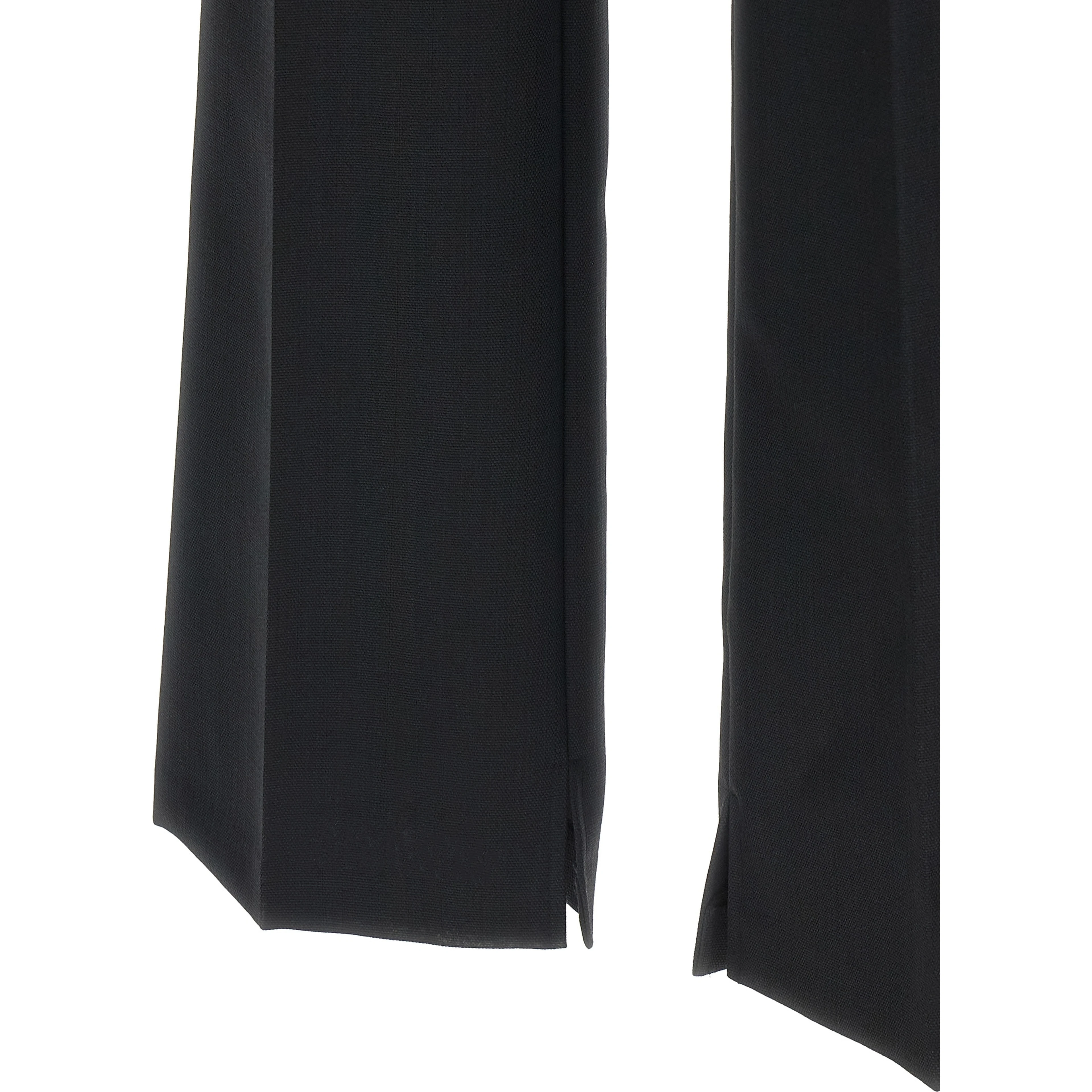 Black Virgin Wool Flared Pants