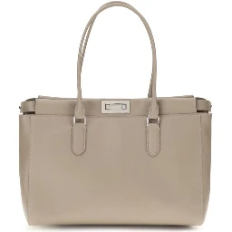 Beige Calf Leather Bos Taurus Shoulder Bag