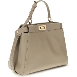 Beige Calf Leather Bos Taurus Shoulder Bag