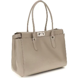 Beige Calf Leather Bos Taurus Shoulder Bag