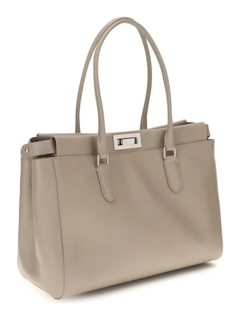 Beige Calf Leather Bos Taurus Shoulder Bag
