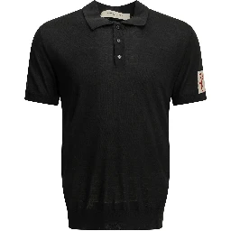 Merino wool button-down polo shirt