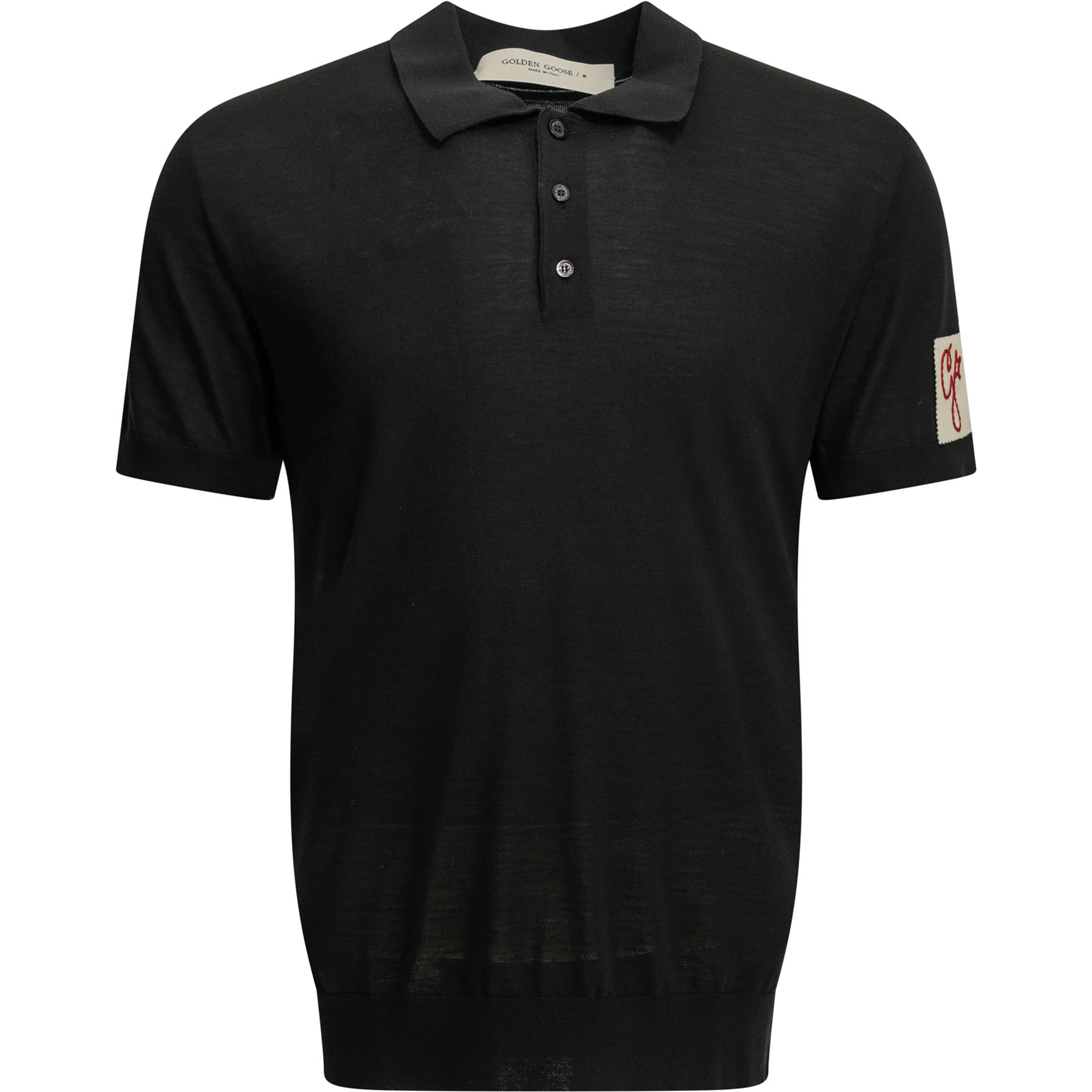 Merino wool button-down polo shirt