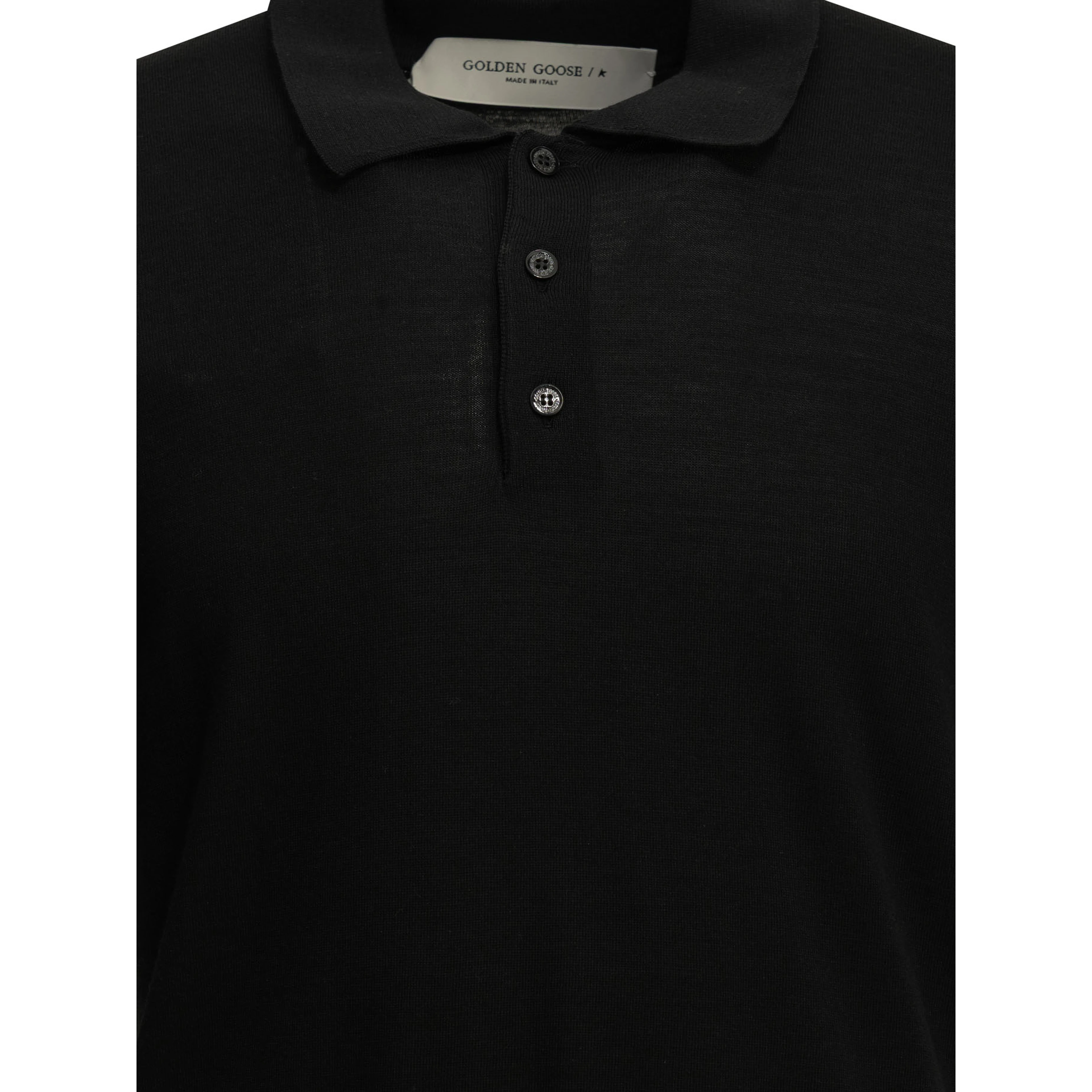 Merino wool button-down polo shirt