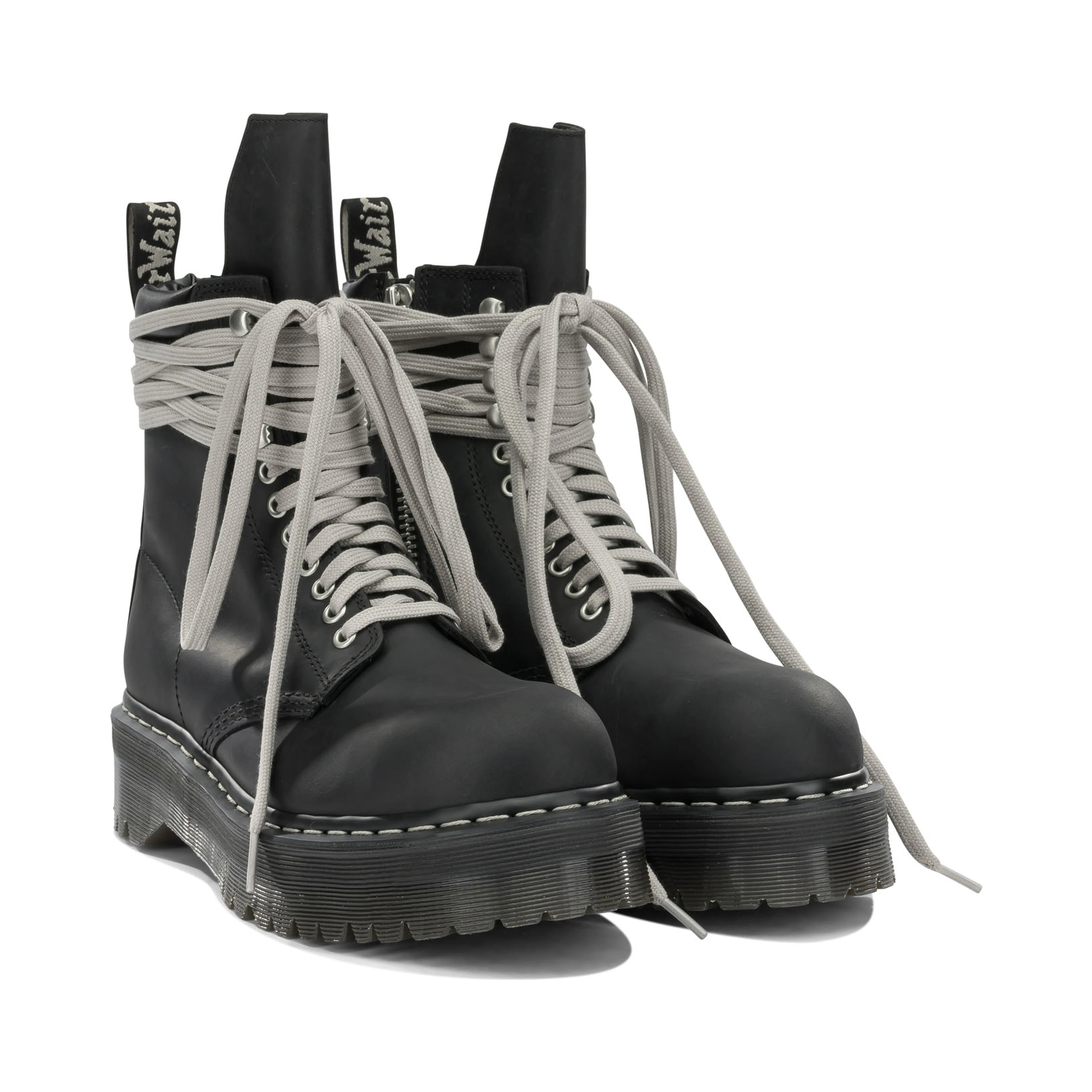 "Rick Owens x Dr. Martens - Quad Sole Steel" Zip-Up Ankle Boots