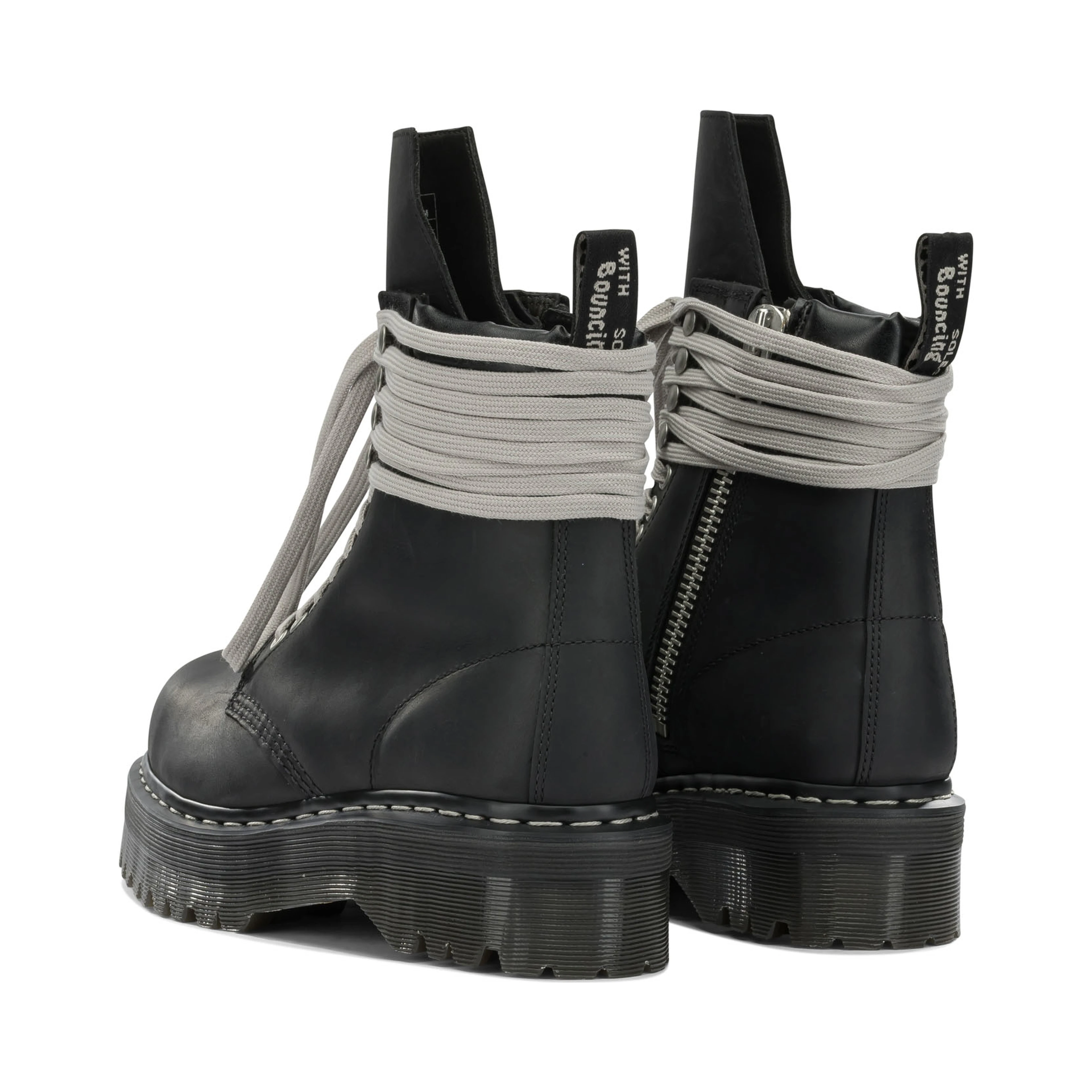 "Rick Owens x Dr. Martens - Quad Sole Steel" Zip-Up Ankle Boots