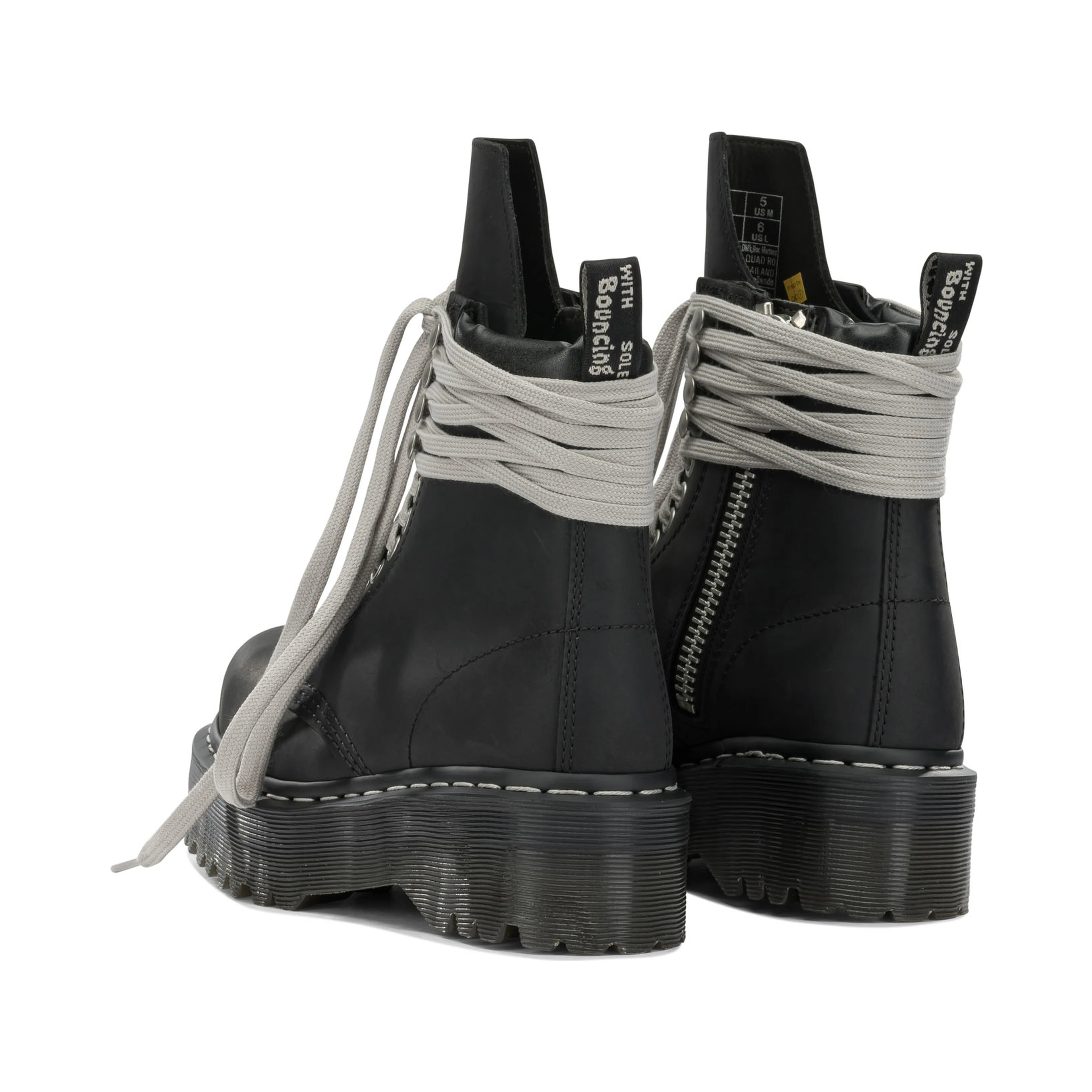 "Rick Owens x Dr. Martens - Quad Sole Steel" Zip-Up Ankle Boots