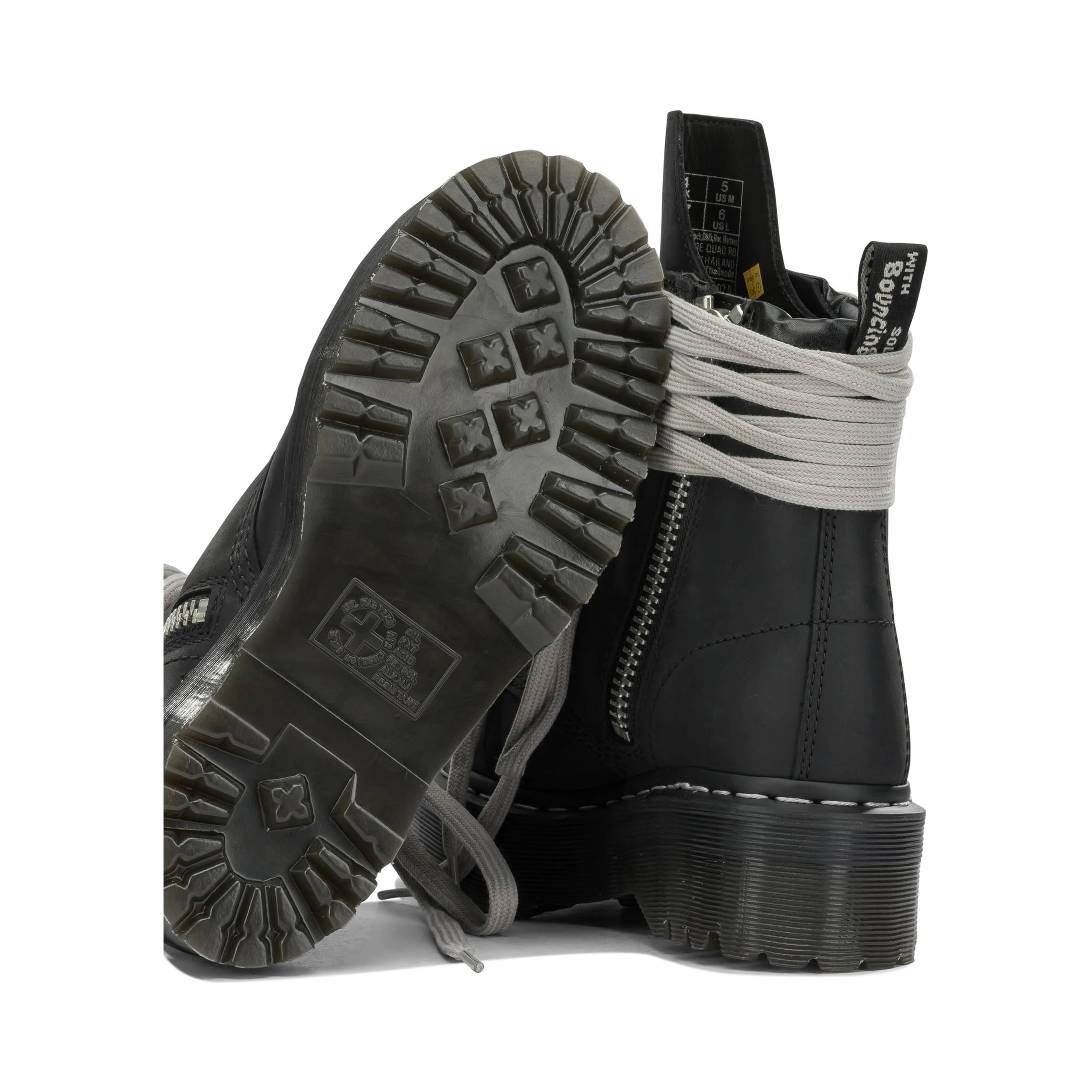 "Rick Owens x Dr. Martens - Quad Sole Steel" Zip-Up Ankle Boots