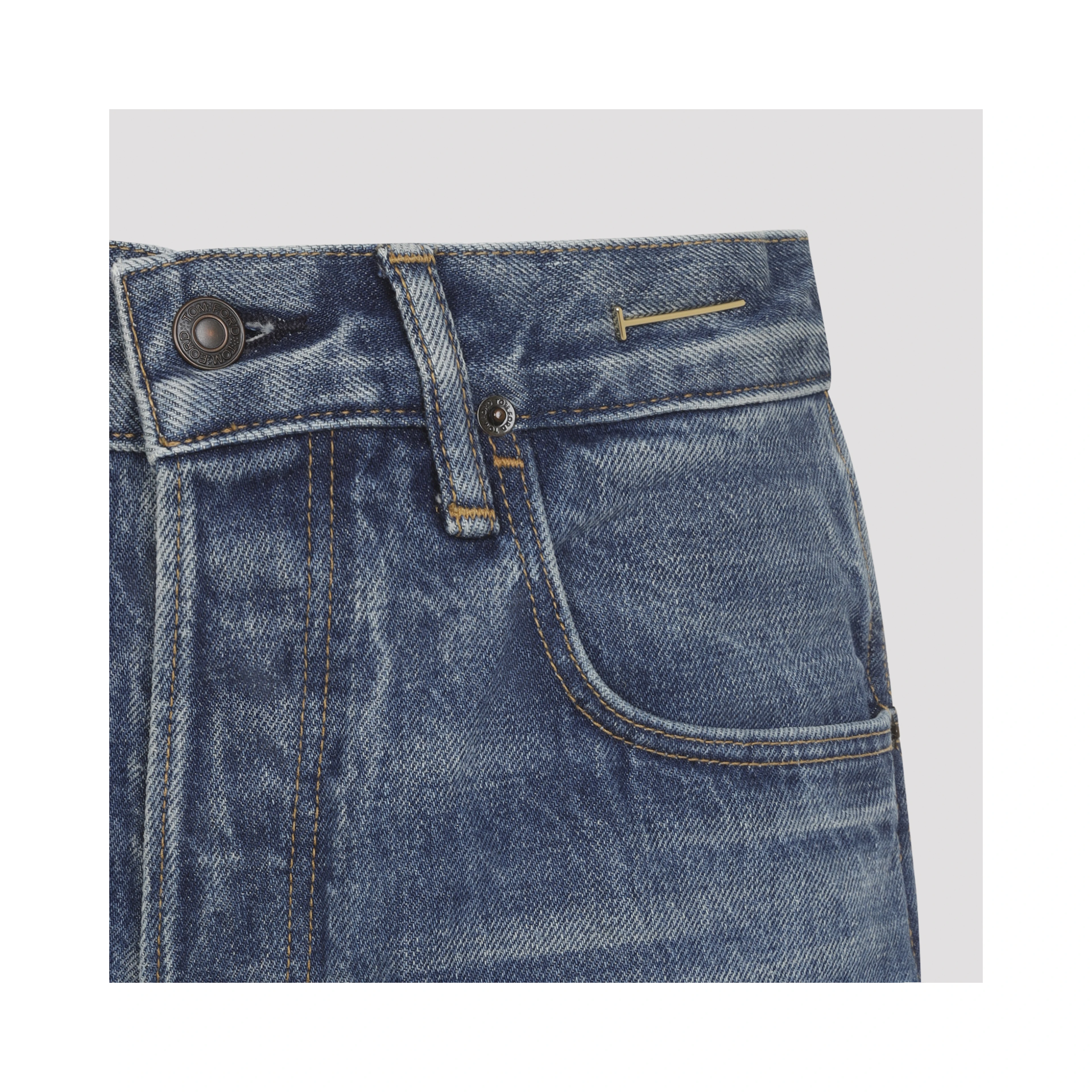 STONEWASHED DENIM MELANIE STRAIGHT PANTS