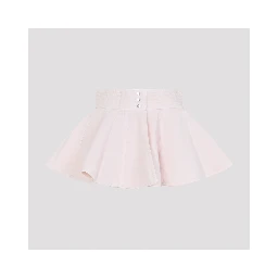 PEPLUM BELT TINTED DENIM SKIRT