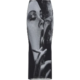 MESH LONG SKIRT PRINTED "SMOKING WOMEN"