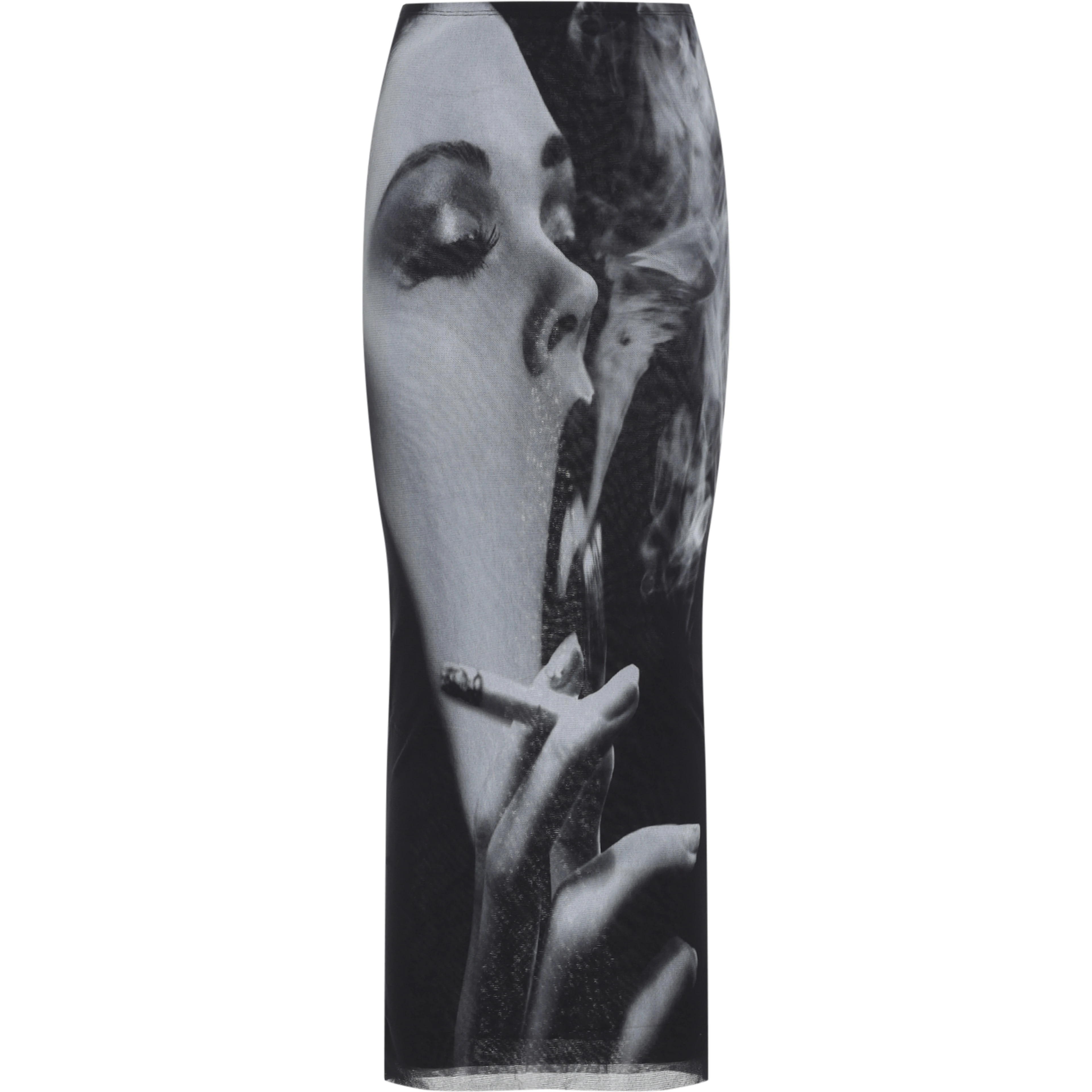 MESH LONG SKIRT PRINTED "SMOKING WOMEN"