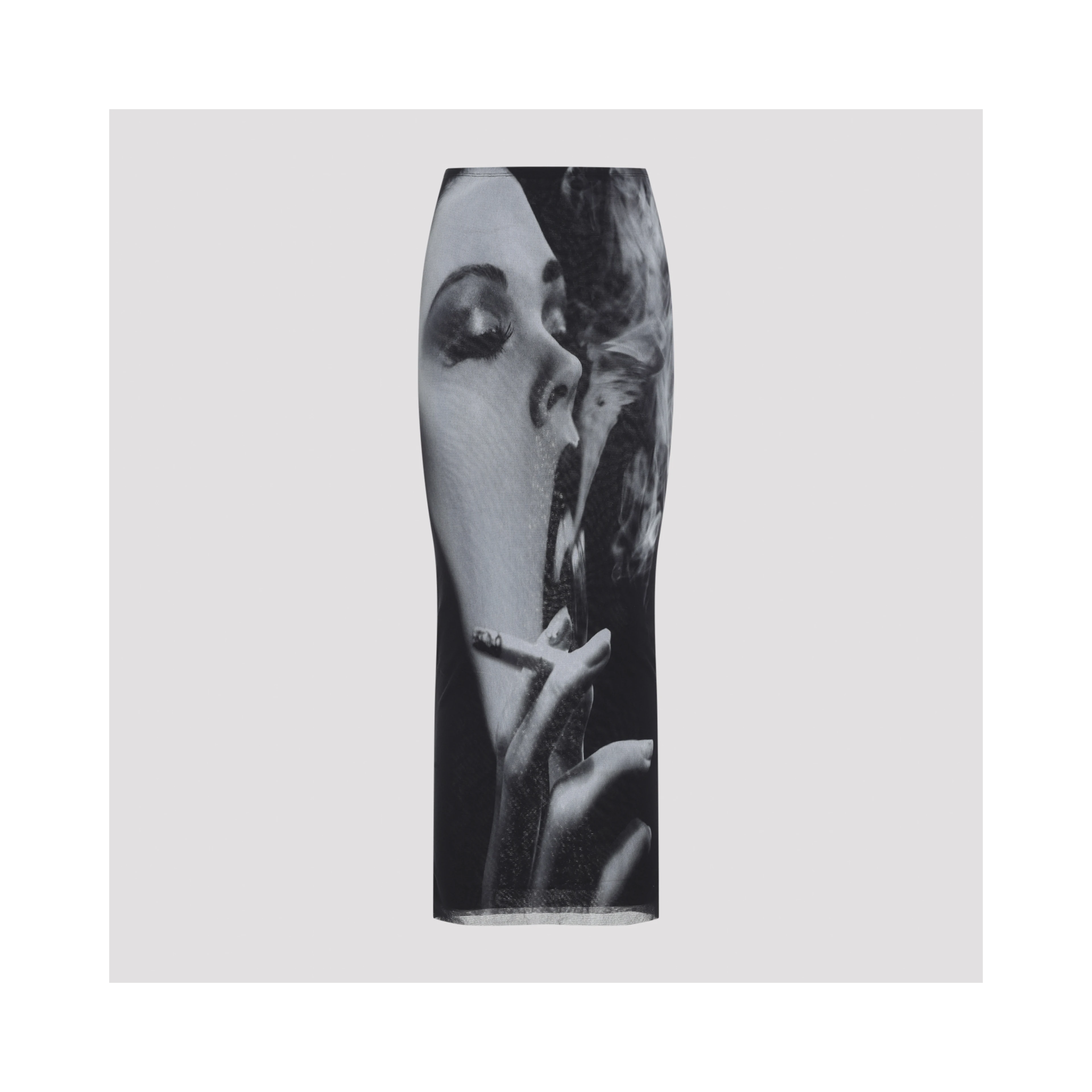 MESH LONG SKIRT PRINTED "SMOKING WOMEN"