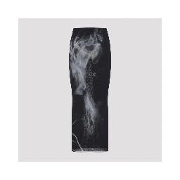 MESH LONG SKIRT PRINTED "SMOKING WOMEN"