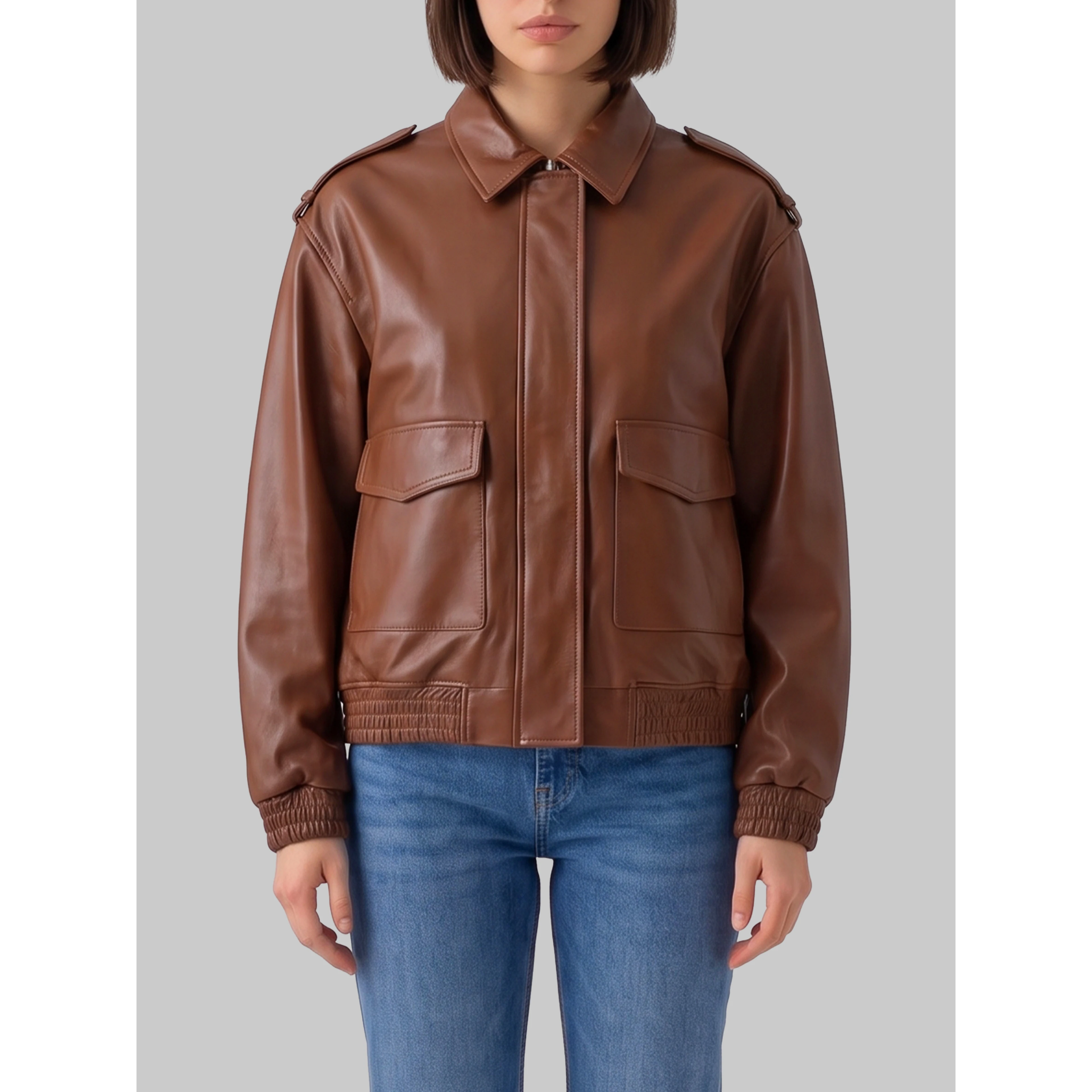 Dark copper Astra bomber jacket