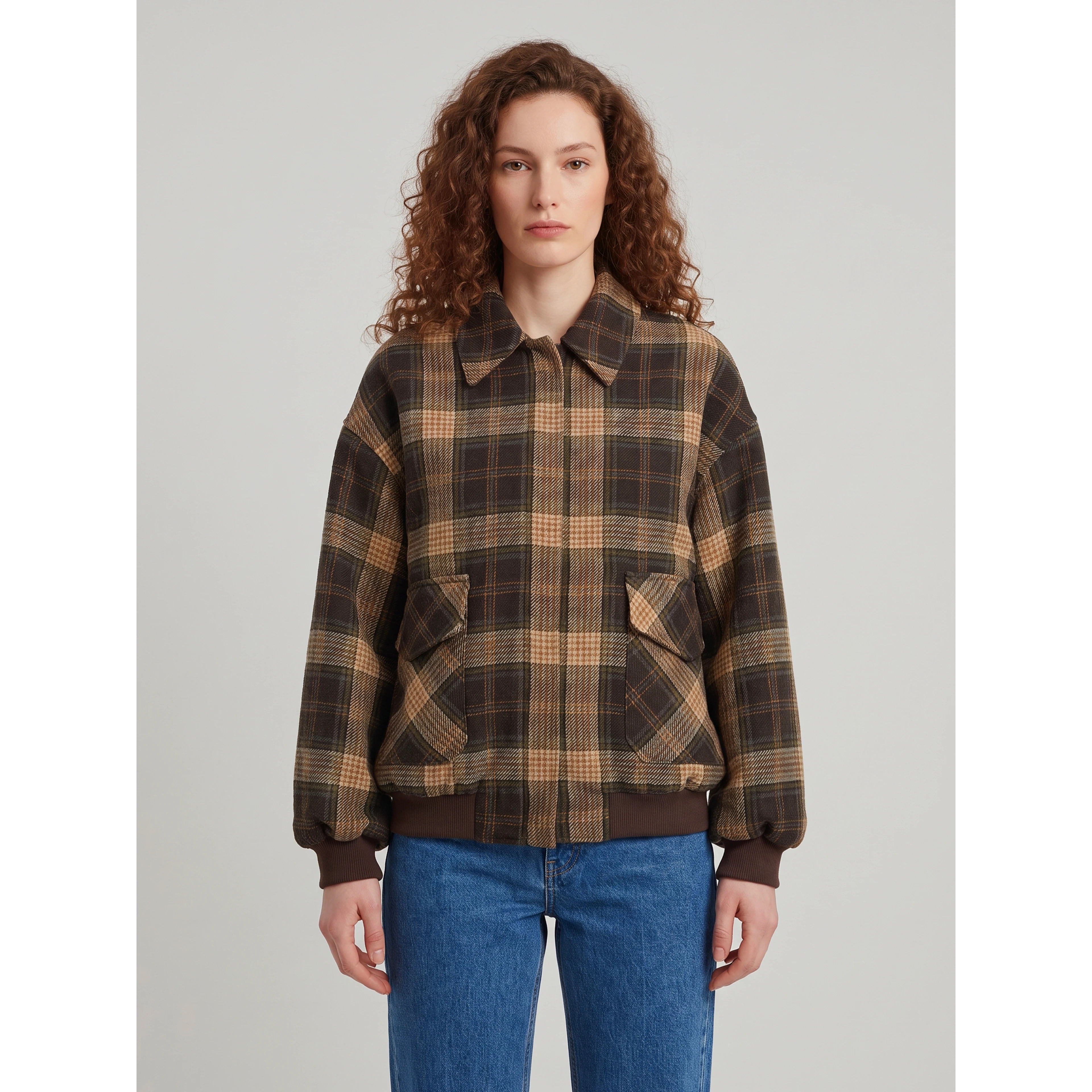 Check bomber jacket