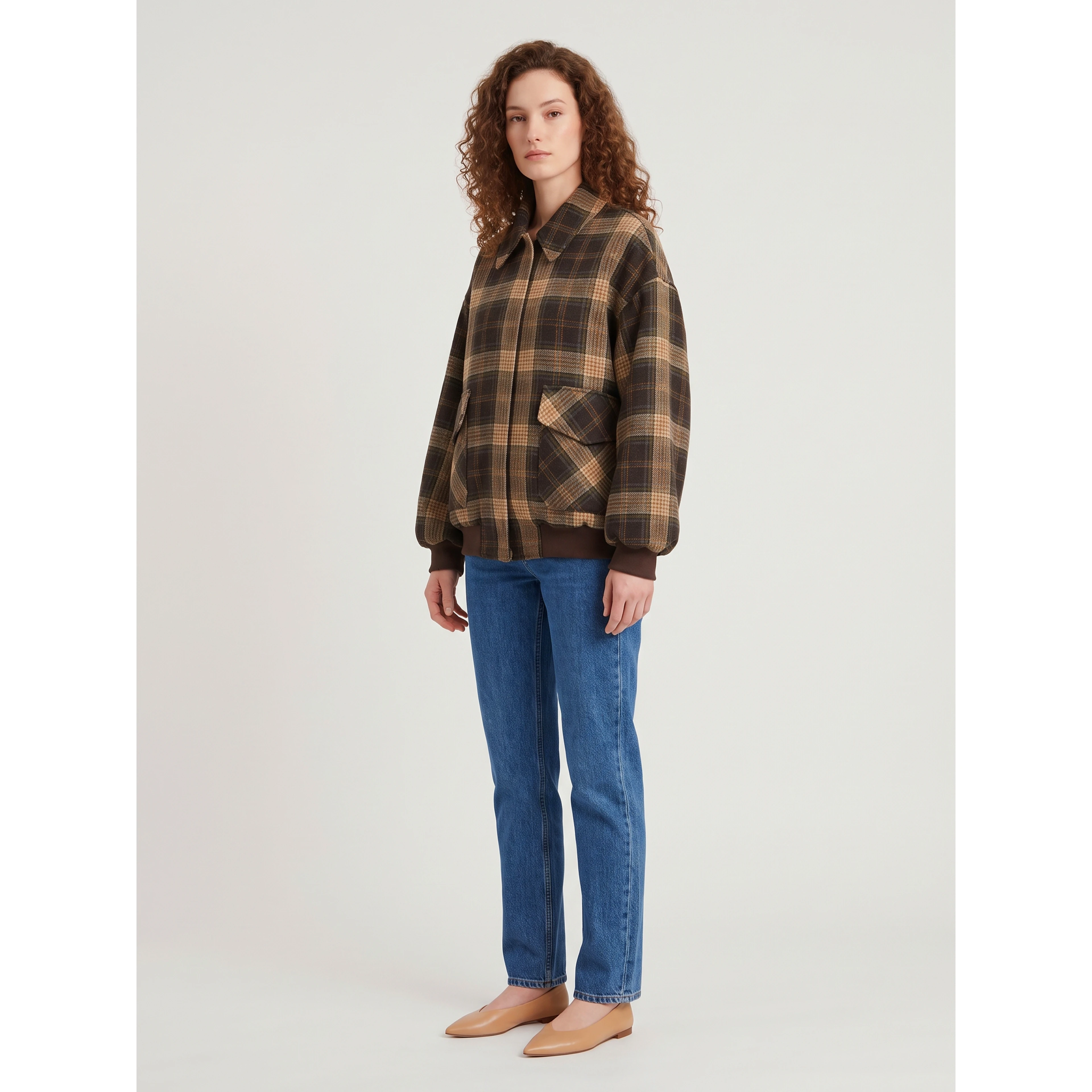 Check bomber jacket