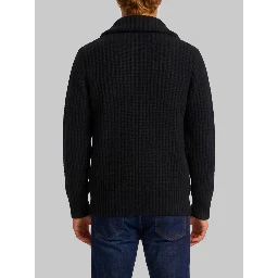 Ribbed zip jacket in black