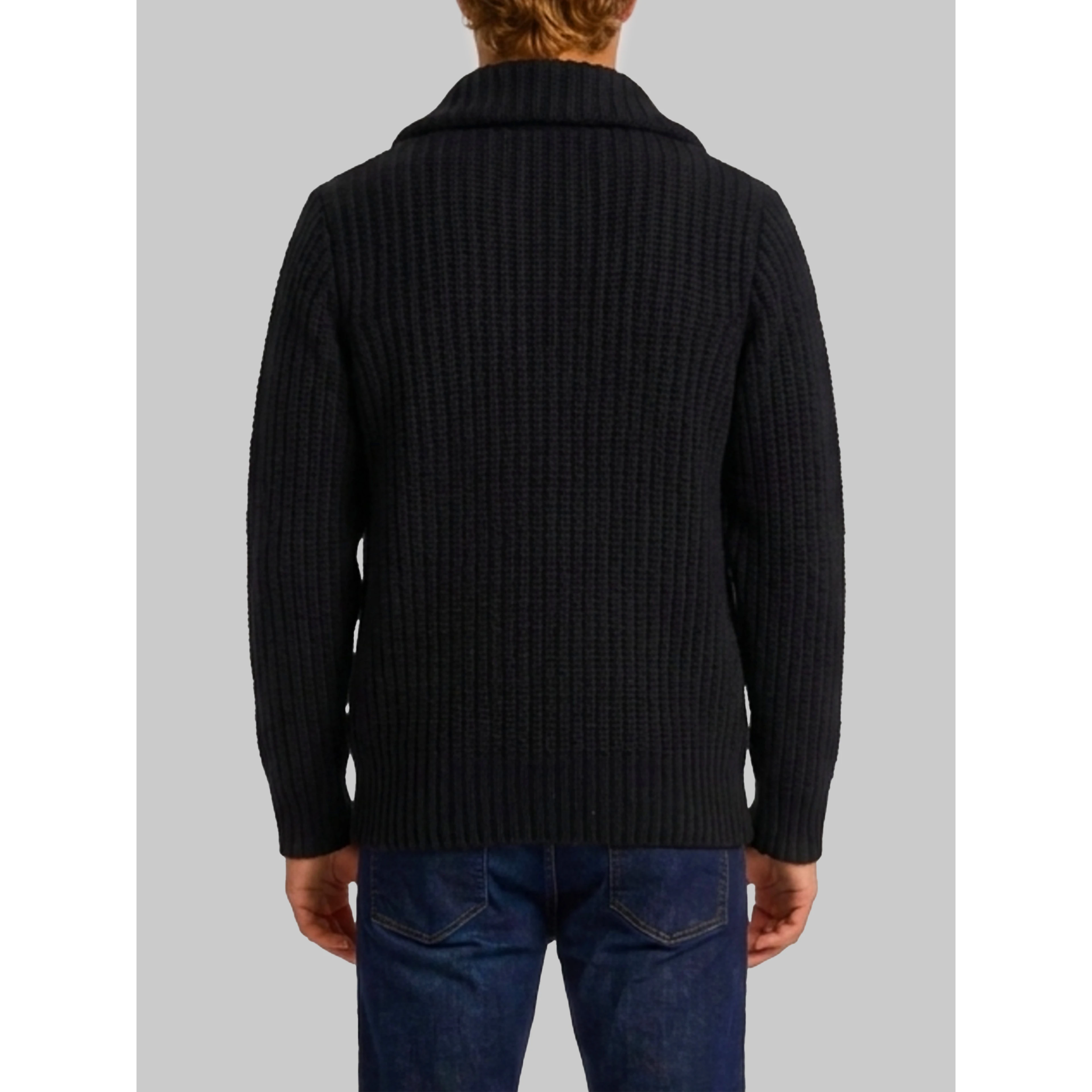 Ribbed zip jacket in black