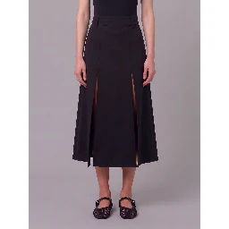 Midi panel skirt in double crepe