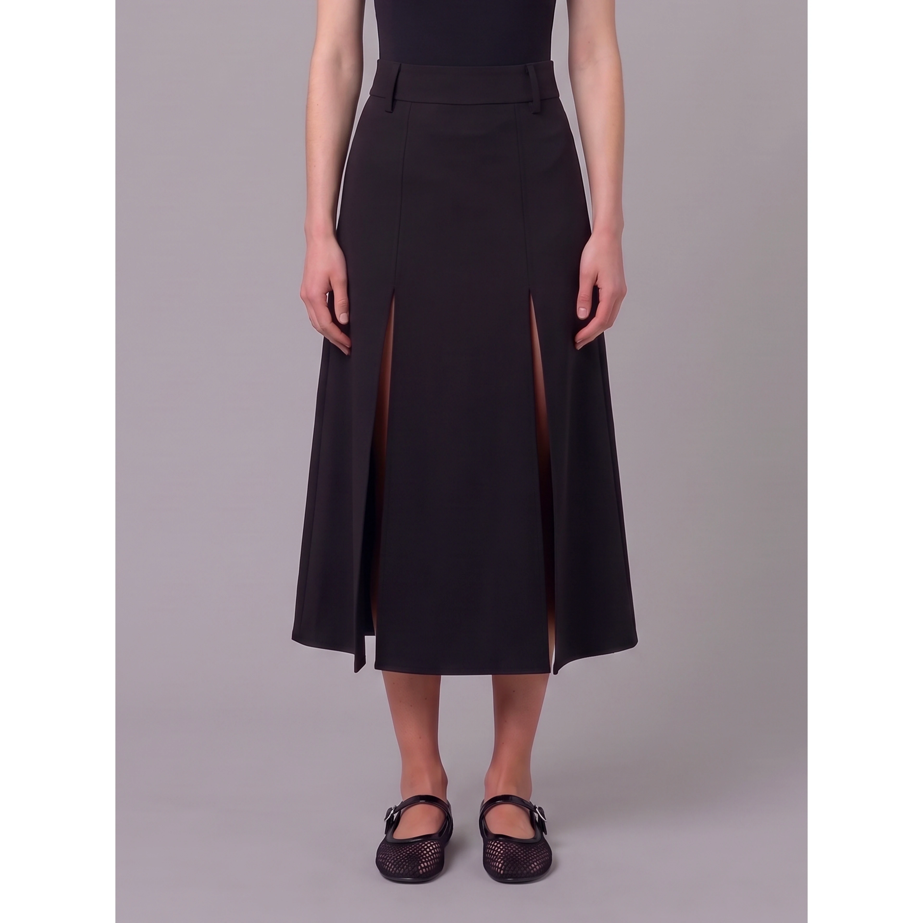 Midi panel skirt in double crepe
