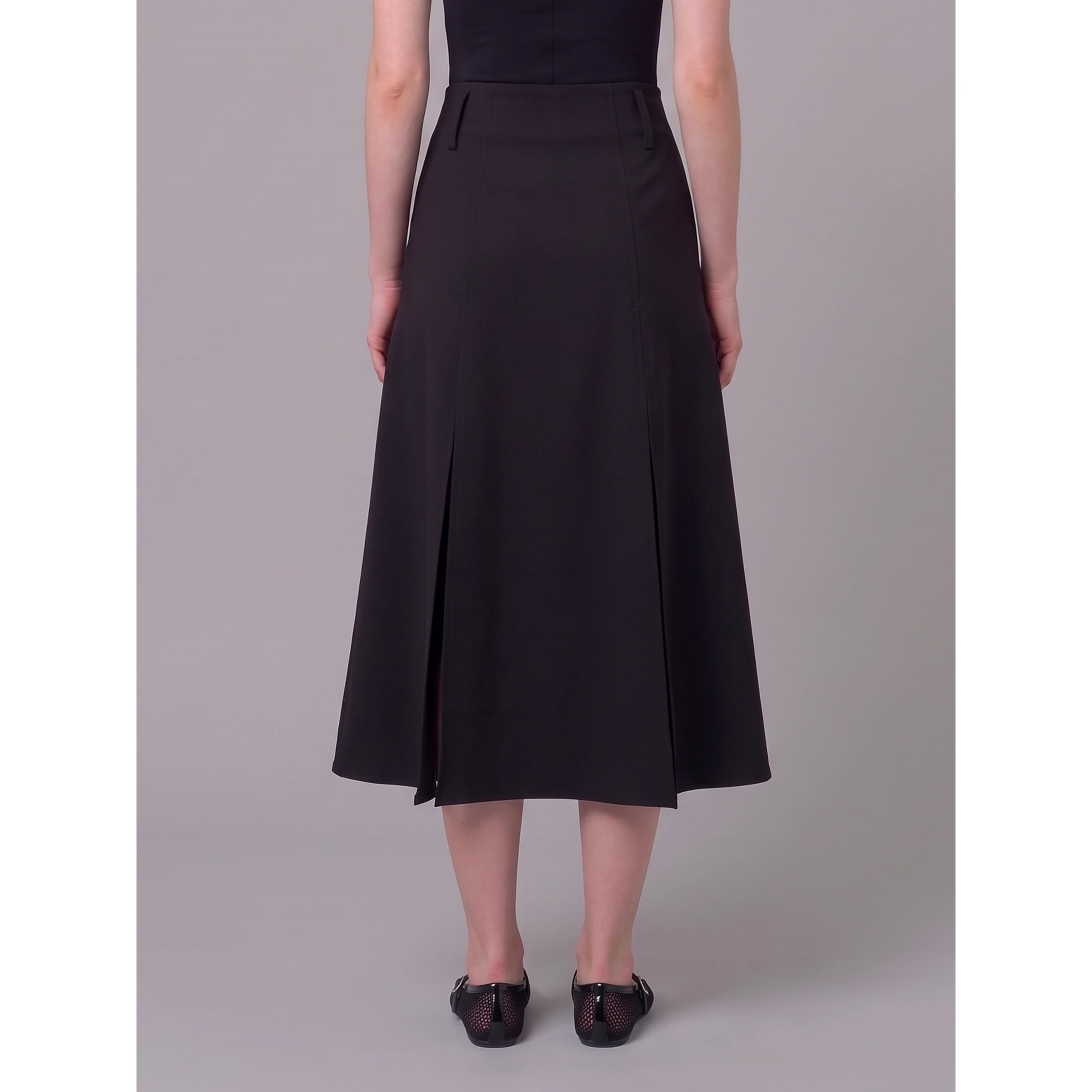 Midi panel skirt in double crepe