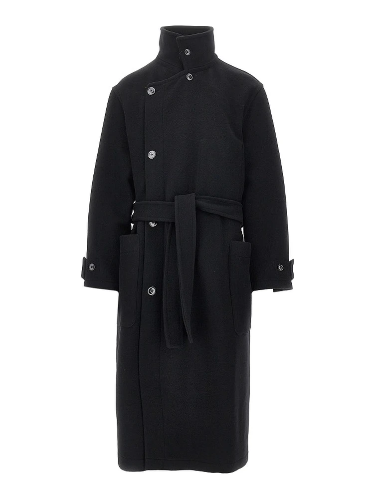 Wool belted long coat
